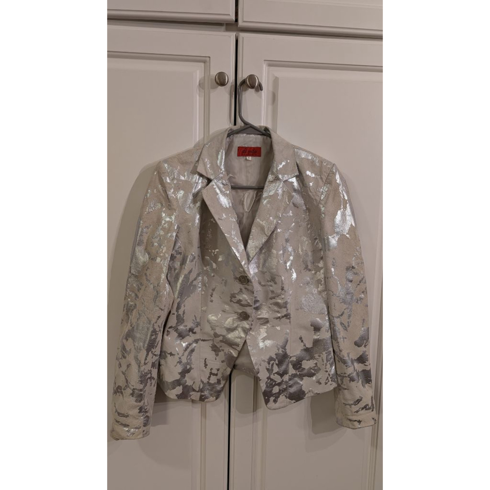 Women's di vita Silver & Beige Suede Blazer, Size 6